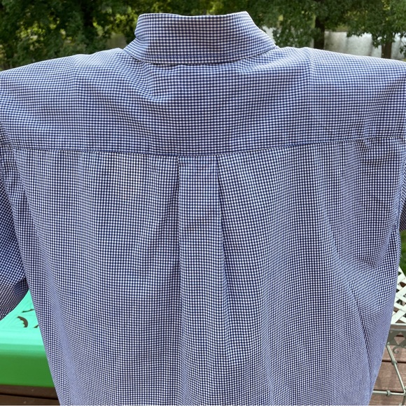 Old Navy Blue White Check Men's Short Sleeve Button Up Shirt X-Large 100% Cotton - Picture 7 of 9
